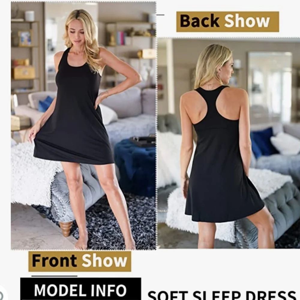 NWT! Women’s Avidlove sleeveless black racerback dress Large - Picture 2 of 4